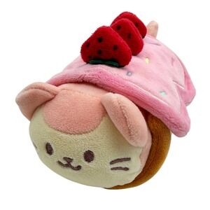 Anirollz Kittiroll Strawberry Roll Cake Plush Pink Cat Detachable Blanket Toy